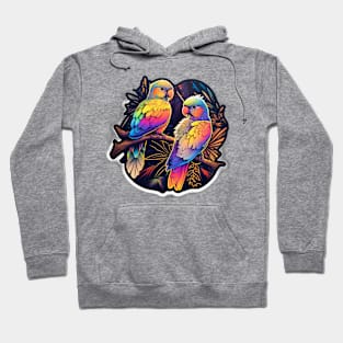 Colourful Parrots Sitting on Branch Hoodie